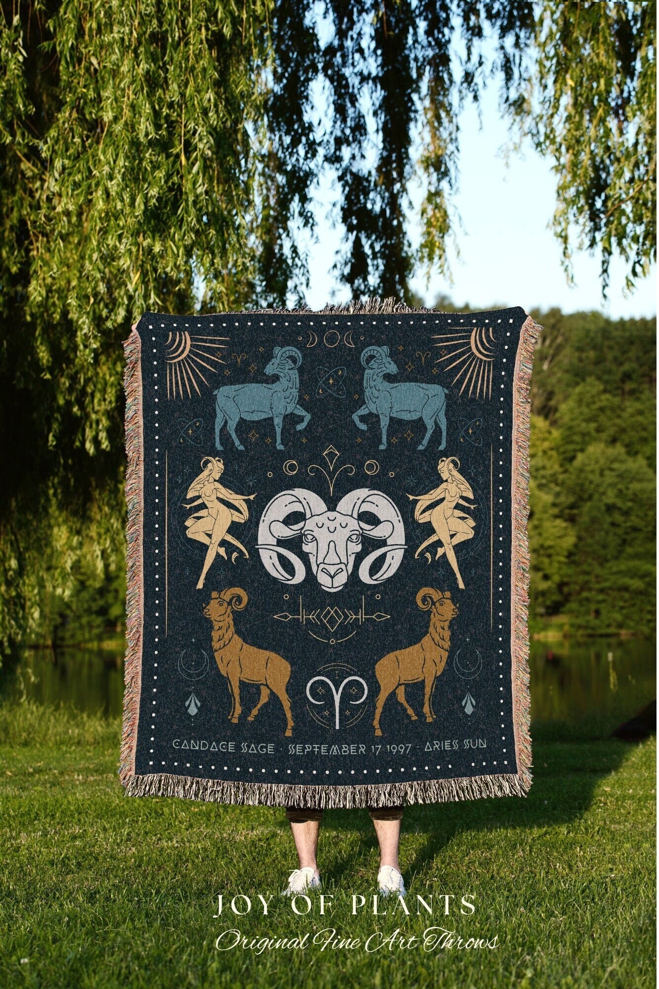 Aries Star Sign Blanket | Woven Fringe Blanket Astrology Decor Tapestry Personalized Aries Zodiac Sign Celestial Tapestry Academia Decor |