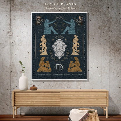 Virgo Zodiac Tapestry Woven | Woven Fringe Blanket Astrology Decor Tapestry Personalized Virgo Zodiac Sign Celestial Tapestry Academia Decor