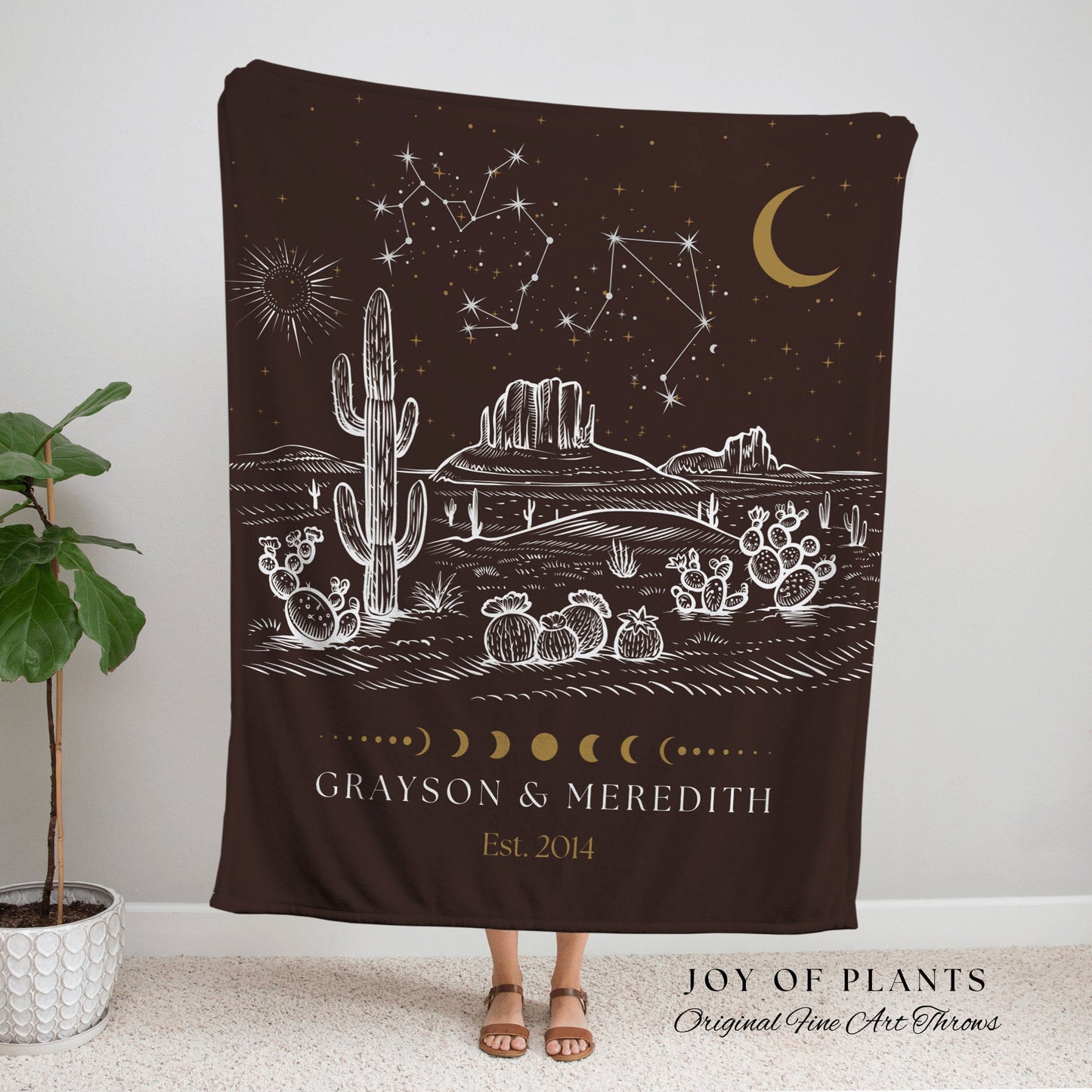 Couples Astrology Blanket | Southwestern Wall Art Modern Desert Aesthetic Zodiac Sign Couples Custom Constellation Gift Personalized Stars |