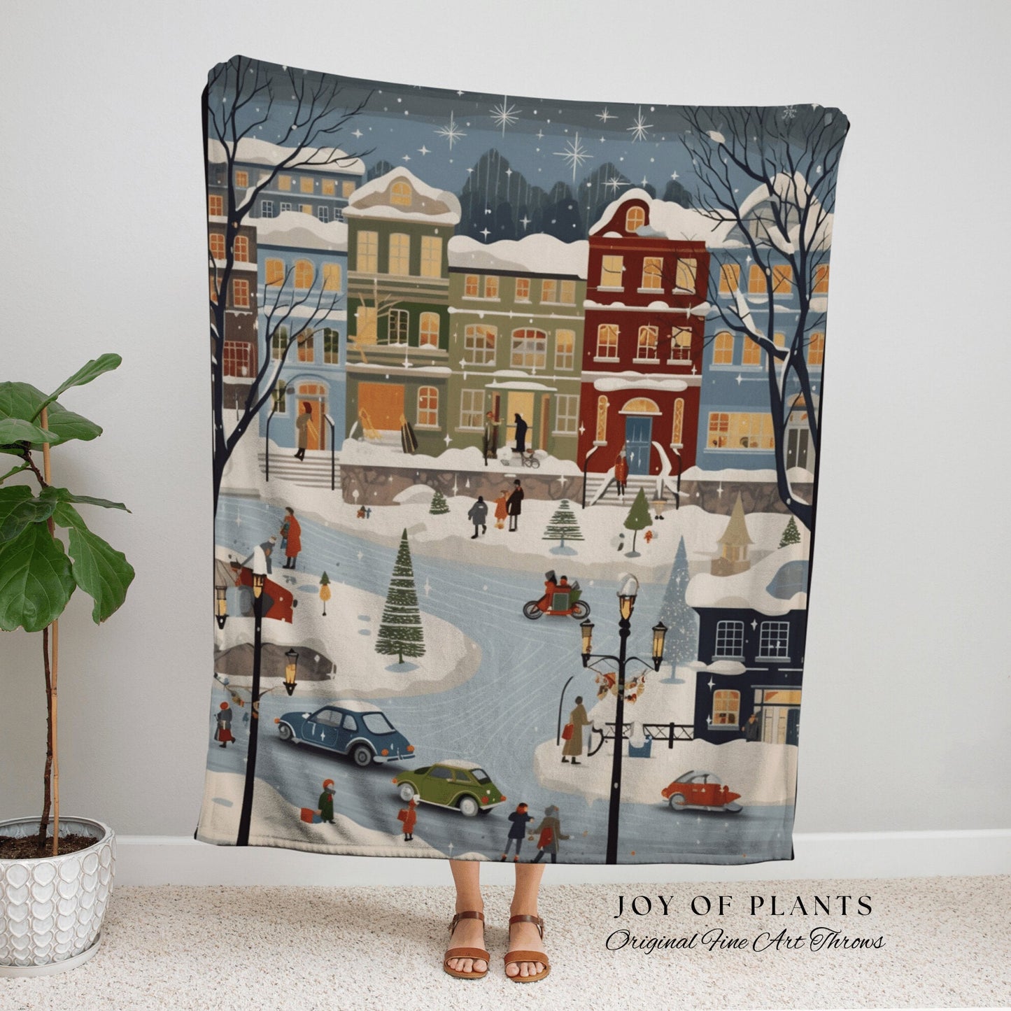 Rustic Christmas Vintage Blanket | Cozy Christmas Blanket Woven Tapestry Scandinavian Folk Art Pastel Danish Decor Winter Home Decor Winter