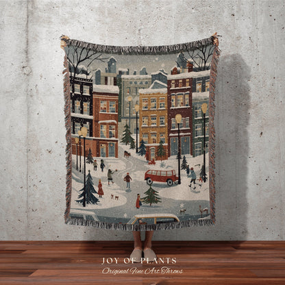 Vintage Scandinavian Christmas Blanket | Cozy Christmas Blanket Woven Tapestry Scandinavian Folk Art Pastel Danish Decor Winter Home Decor |