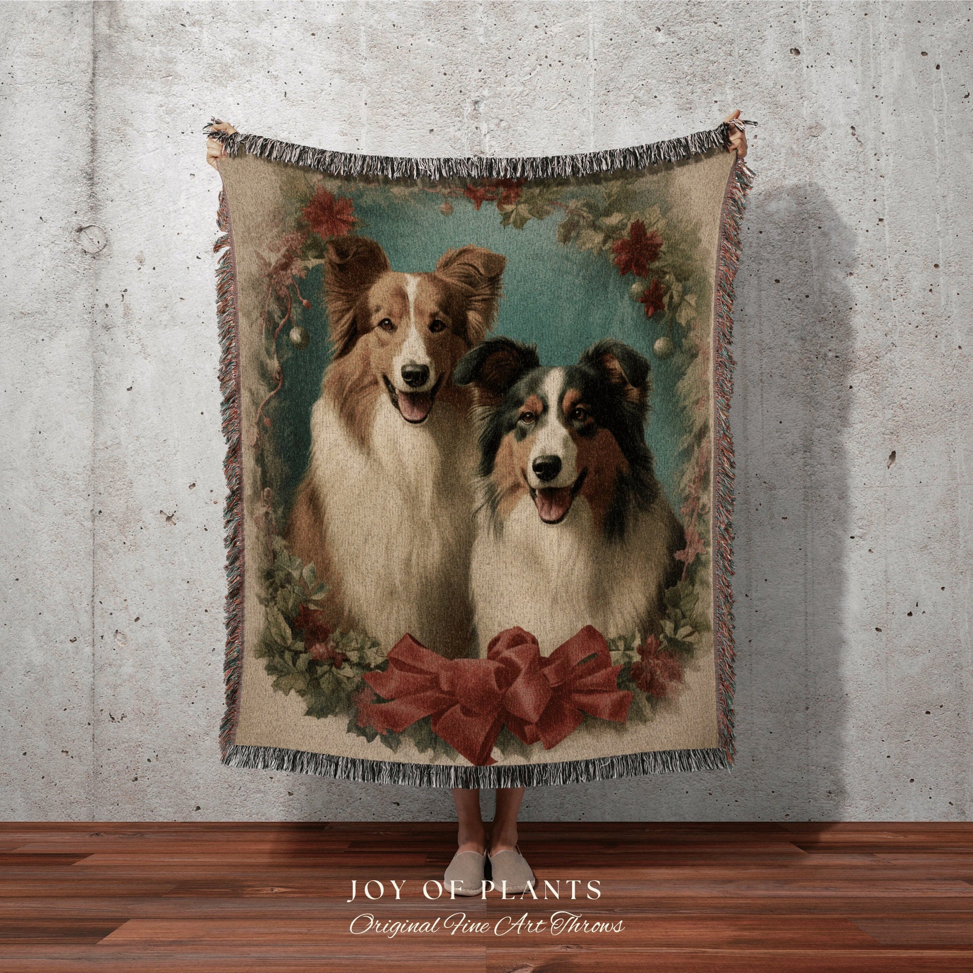 Vintage Collie Dog Blanket | Collie Dad Gift Blanket Dog Mom Cute Gift Funny Tapestry Family Christmas Dog Portrait Blanket Collie Painting