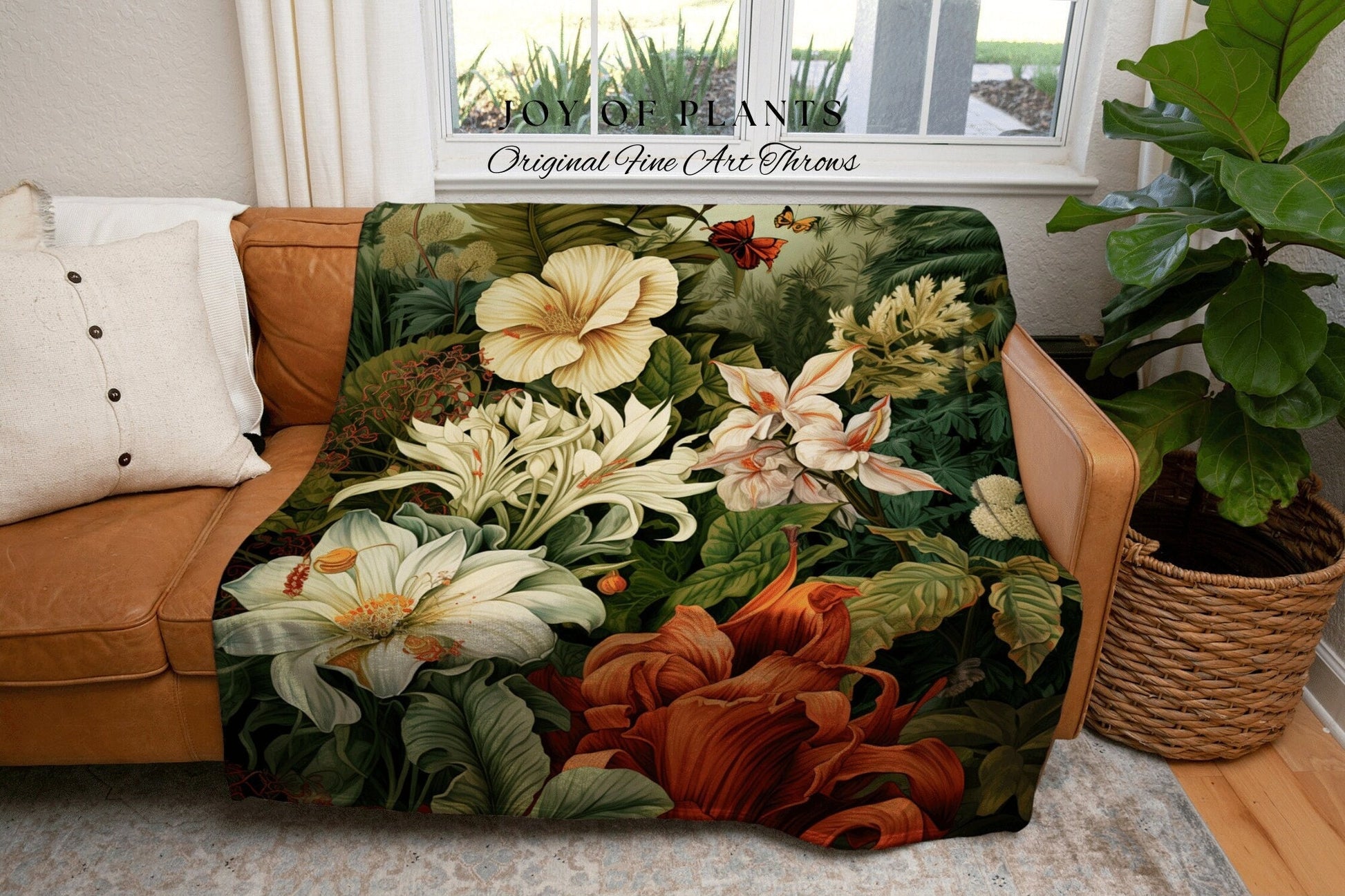 Tropical Flowers Blanket | Nature Blanket Tapestry Botanical Fairy Grunge Room Decor Fairycore Floral Cottagecore Blanket Tropical Tapestry