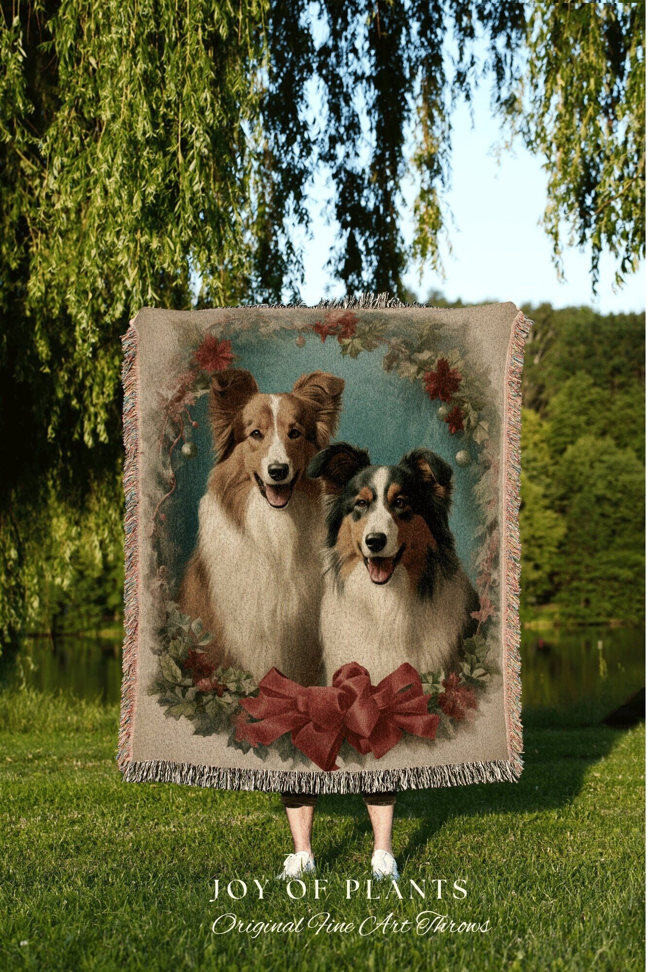 Vintage Collie Dog Blanket | Collie Dad Gift Blanket Dog Mom Cute Gift Funny Tapestry Family Christmas Dog Portrait Blanket Collie Painting