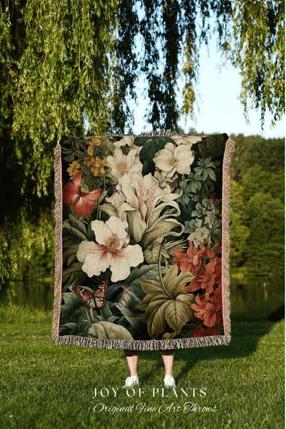 Plant Blanket Botanical Tapestry | Nature Blanket Tapestry Botanical Fairy Grunge Room Decor Fairycore Floral Victorian Blanket Tropical Art