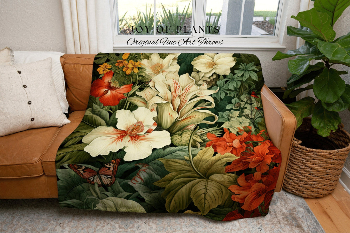 Plant Blanket Botanical Tapestry | Nature Blanket Tapestry Botanical Fairy Grunge Room Decor Fairycore Floral Victorian Blanket Tropical Art