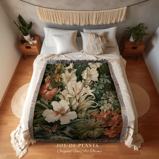 Plant Blanket Botanical Tapestry | Nature Blanket Tapestry Botanical Fairy Grunge Room Decor Fairycore Floral Victorian Blanket Tropical Art