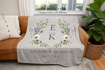 Mr & Mrs Initials Blanket Custom | Personalized Last Name Tapestry Custom Wedding Monogram Couple Keepsake Blanket Anniversary His and Hers