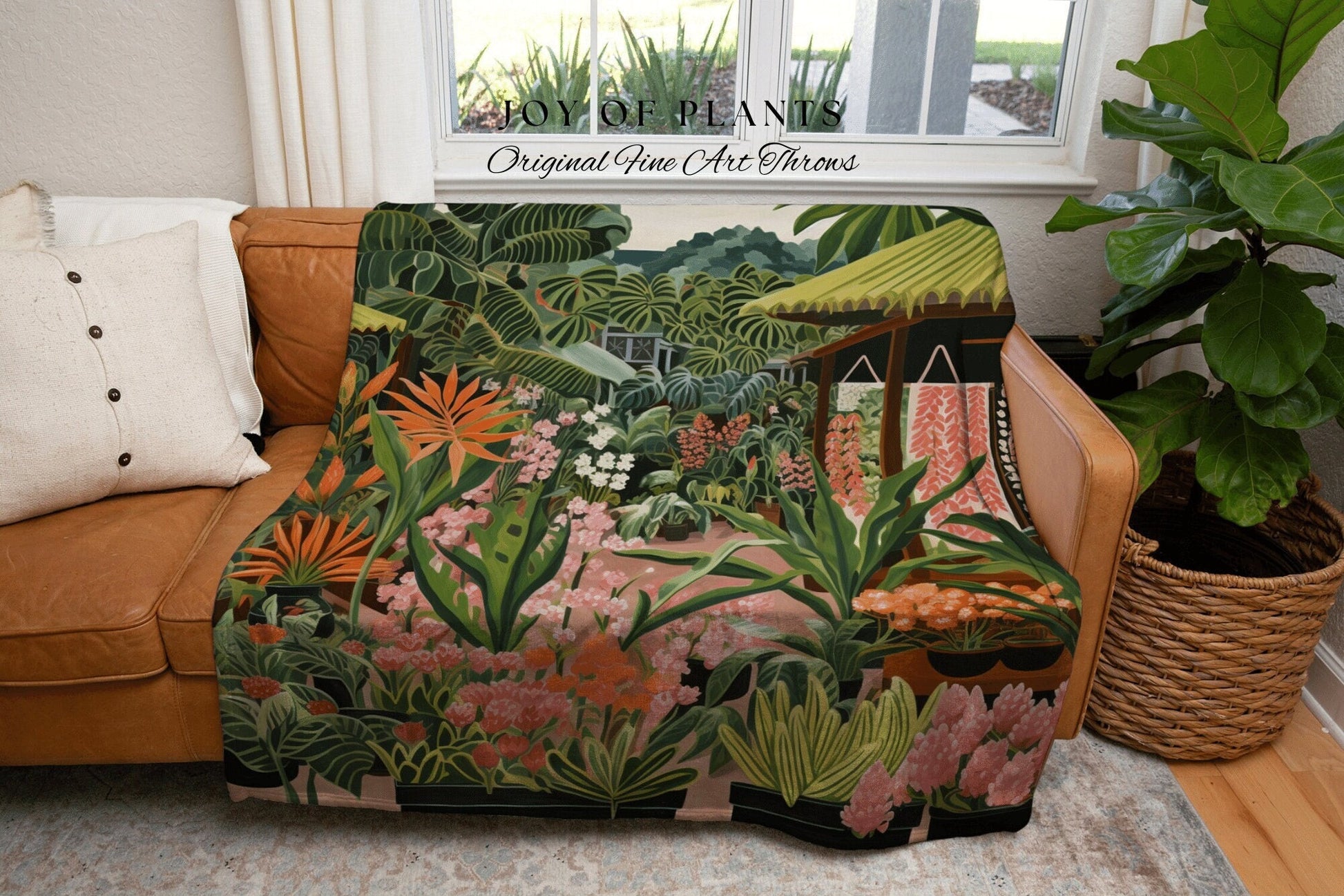 Vintage Tropical Plant Blanket | Nature Blanket Tapestry Botanical Fairy Grunge Room Decor Fairycore Floral Cottagecore Blanket Floral Decor