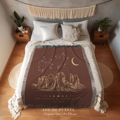 Under These Stars Zodiac Blanket | Southwestern Wall Art Modern Desert Aesthetic Zodiac Sign Couples Custom Constellation Gift Personalized