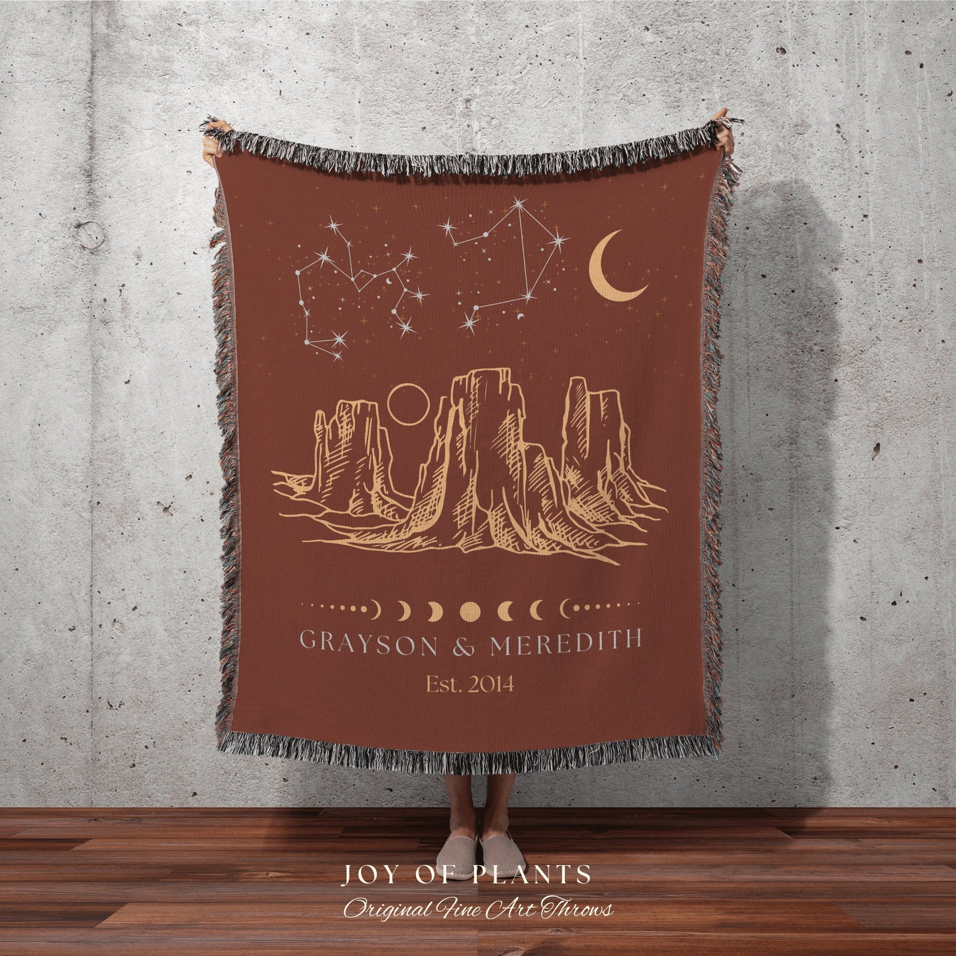 Under These Stars Zodiac Blanket | Southwestern Wall Art Modern Desert Aesthetic Zodiac Sign Couples Custom Constellation Gift Personalized