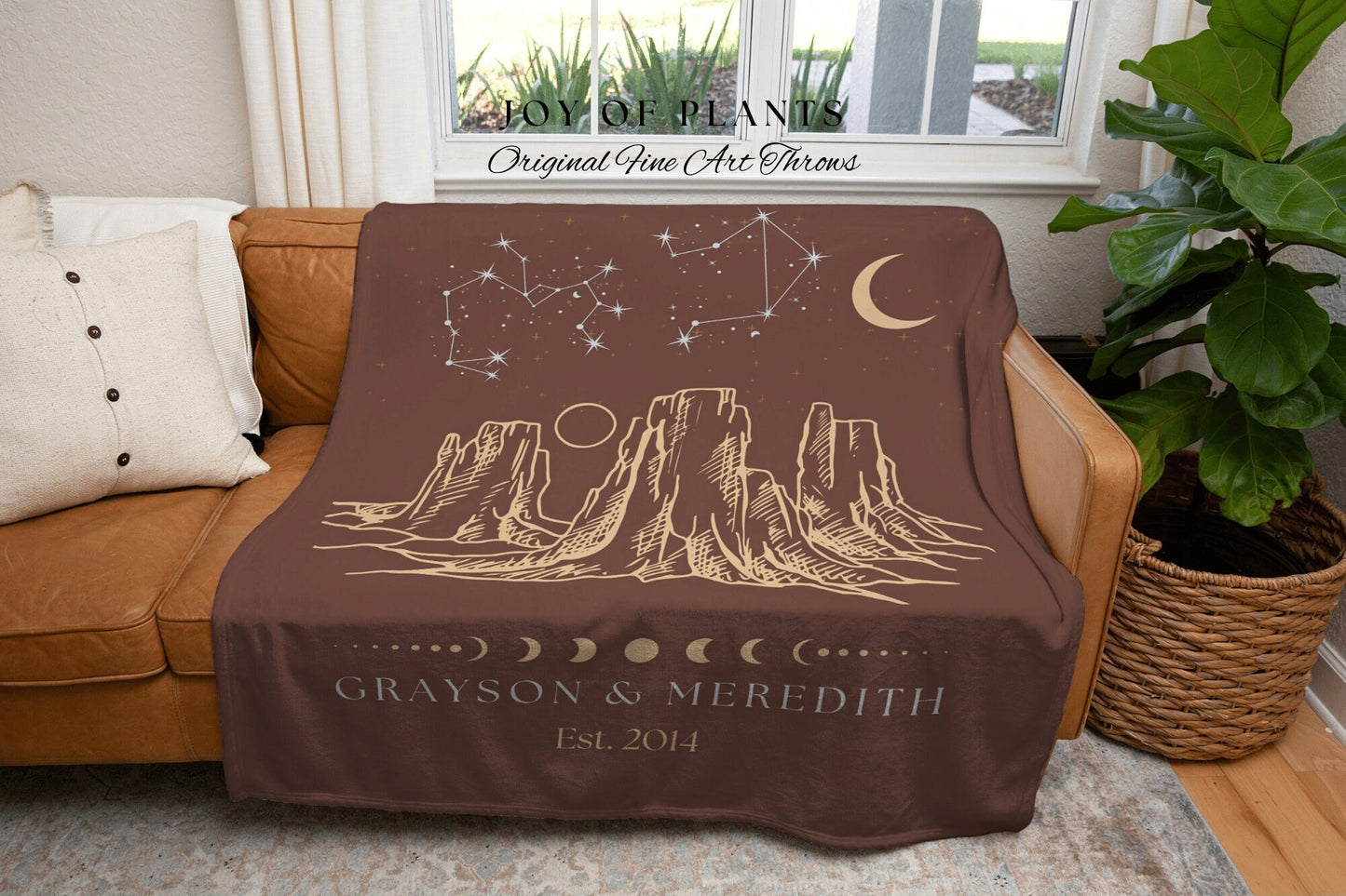 Under These Stars Zodiac Blanket | Southwestern Wall Art Modern Desert Aesthetic Zodiac Sign Couples Custom Constellation Gift Personalized