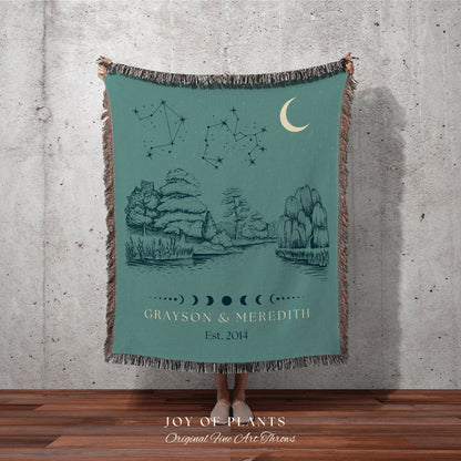 Personalized Engagement Blanket | Landscape Wall Art Celestial Aesthetic Zodiac Sign Couples Custom Constellation Gift Personalized Star Map