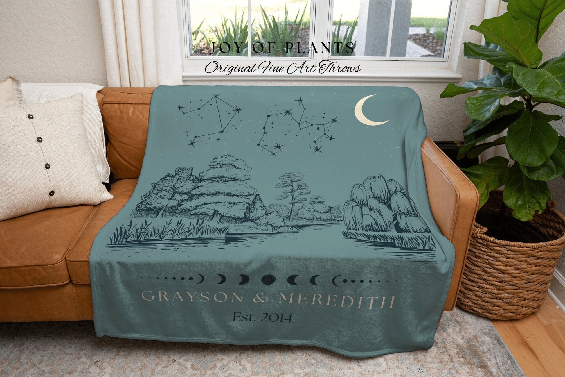 Personalized Engagement Blanket | Landscape Wall Art Celestial Aesthetic Zodiac Sign Couples Custom Constellation Gift Personalized Star Map