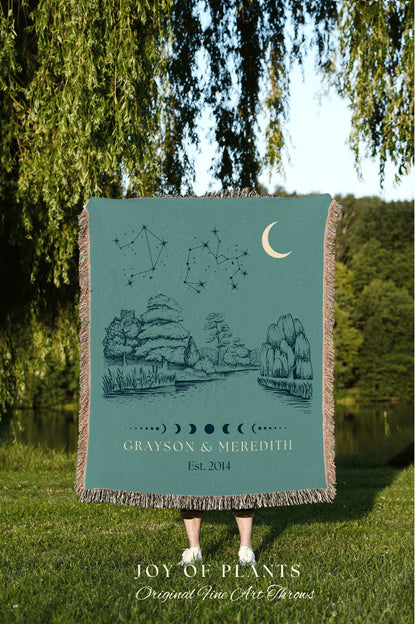 Personalized Engagement Blanket | Landscape Wall Art Celestial Aesthetic Zodiac Sign Couples Custom Constellation Gift Personalized Star Map