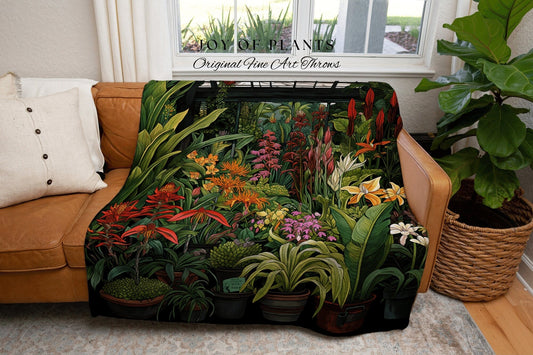 Tropical Greenhouse Blanket | Nature Blanket Woven Tapestry Botanical Fairy Grunge Room Decor Fairycore Art Cottagecore Blanket Botanical |