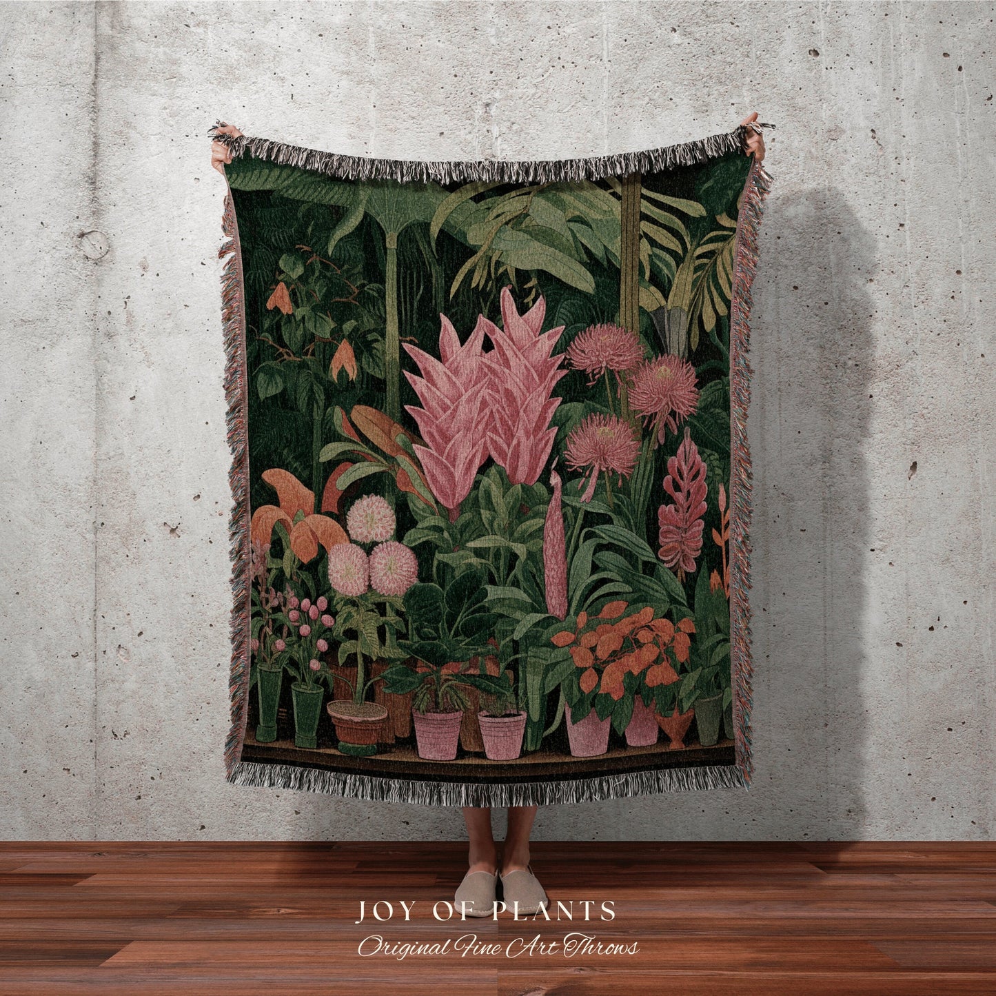 Jungle Botanical Woven Blanket | Nature Blanket Tapestry Botanical Fairy Grunge Room Decor Fairycore Floral Cottagecore Blanket Floral Decor