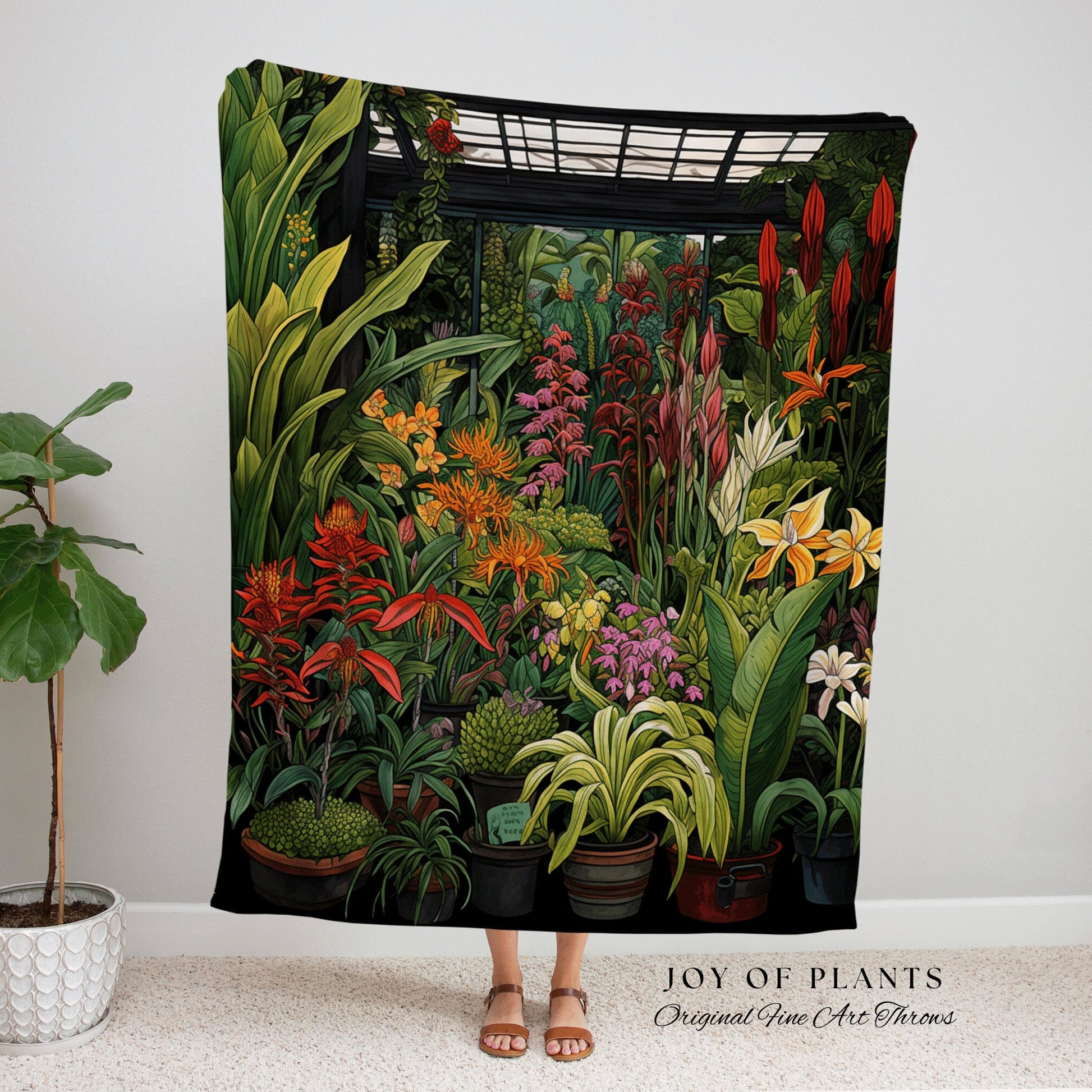 Tropical Greenhouse Blanket | Nature Blanket Woven Tapestry Botanical Fairy Grunge Room Decor Fairycore Art Cottagecore Blanket Botanical |