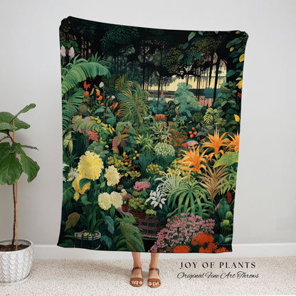 Moody Greenhouse Garden Blanket | Vintage Nature Blanket Woven Tapestry Botanical Fairy Grunge Room Decor Fairycore Floral Cottagecore Throw