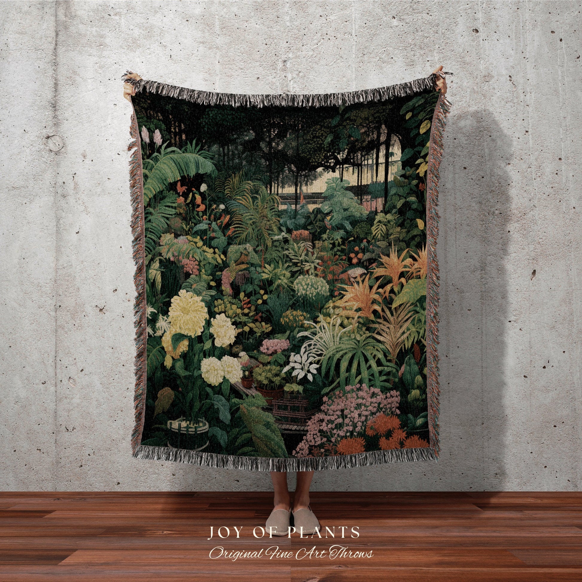 Moody Greenhouse Garden Blanket | Vintage Nature Blanket Woven Tapestry Botanical Fairy Grunge Room Decor Fairycore Floral Cottagecore Throw