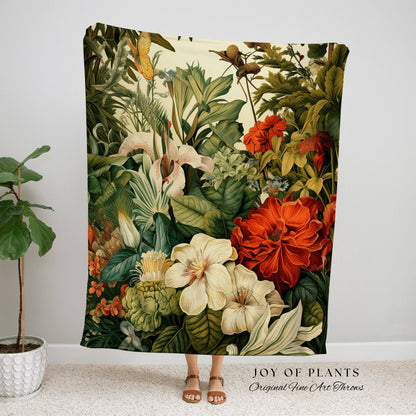 Tropical Wildflower Blanket Woven | Nature Blanket Woven Tapestry Botanical Fairy Grunge Decor Fairycore Art Cottagecore Blanket Botanical |