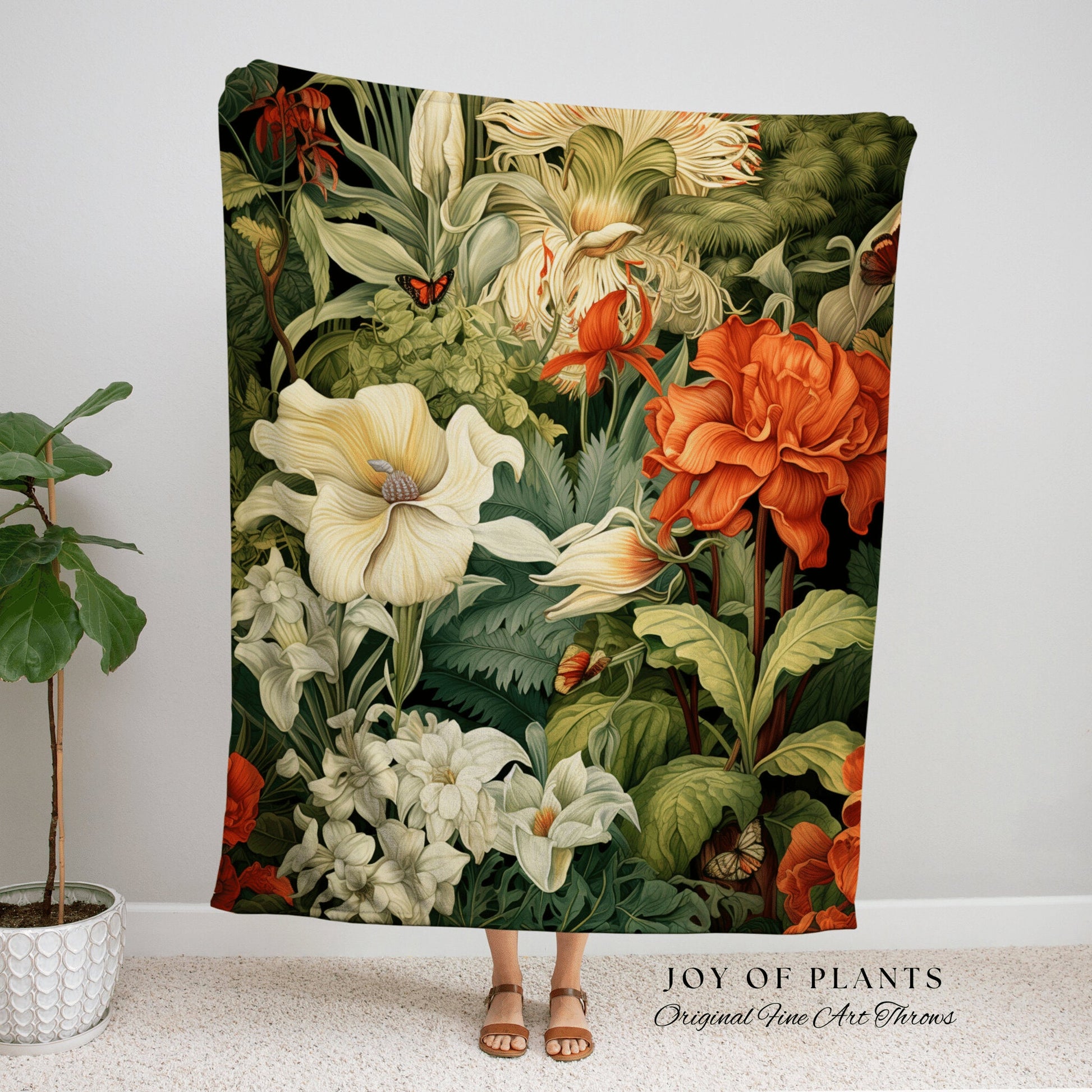 Fairycore Woodland Decor Blanket | Jungle Tapestry Blanket Botanical Fairy Grunge Room Decor Fairycore Floral Cottagecore Blanket Botanical