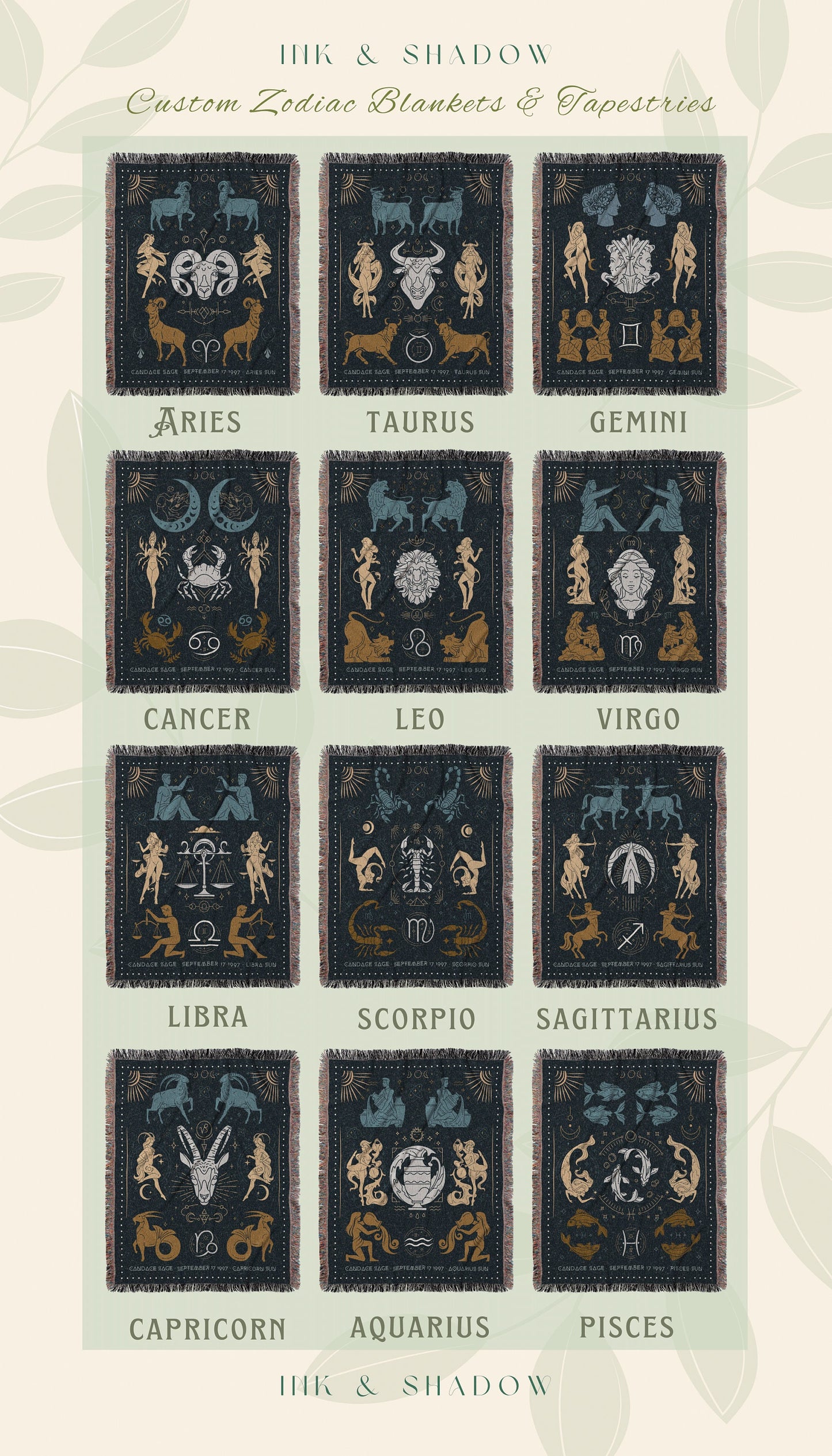 Star Sign Cancer Blanket | Woven Fringe Blanket Astrology Decor Tapestry Personalized Cancer Zodiac Sign Celestial Tapestry Academia Decor