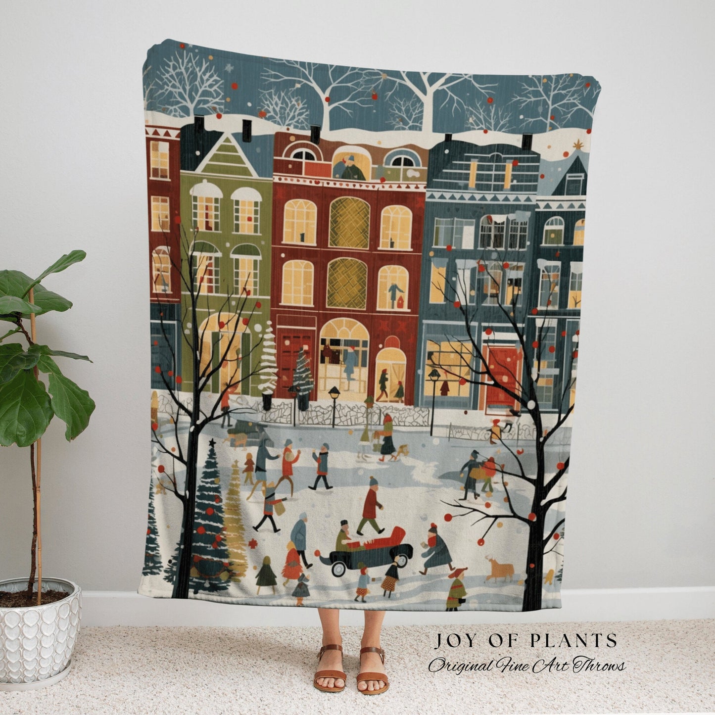 Hygge Christmas Blanket Woven | Cozy Christmas Blanket Woven Tapestry Scandinavian Folk Art Pastel Danish Decor Winter Home Decor Vintage |