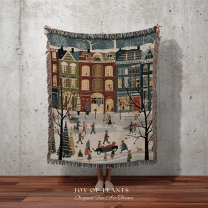 Hygge Christmas Blanket Woven | Cozy Christmas Blanket Woven Tapestry Scandinavian Folk Art Pastel Danish Decor Winter Home Decor Vintage |