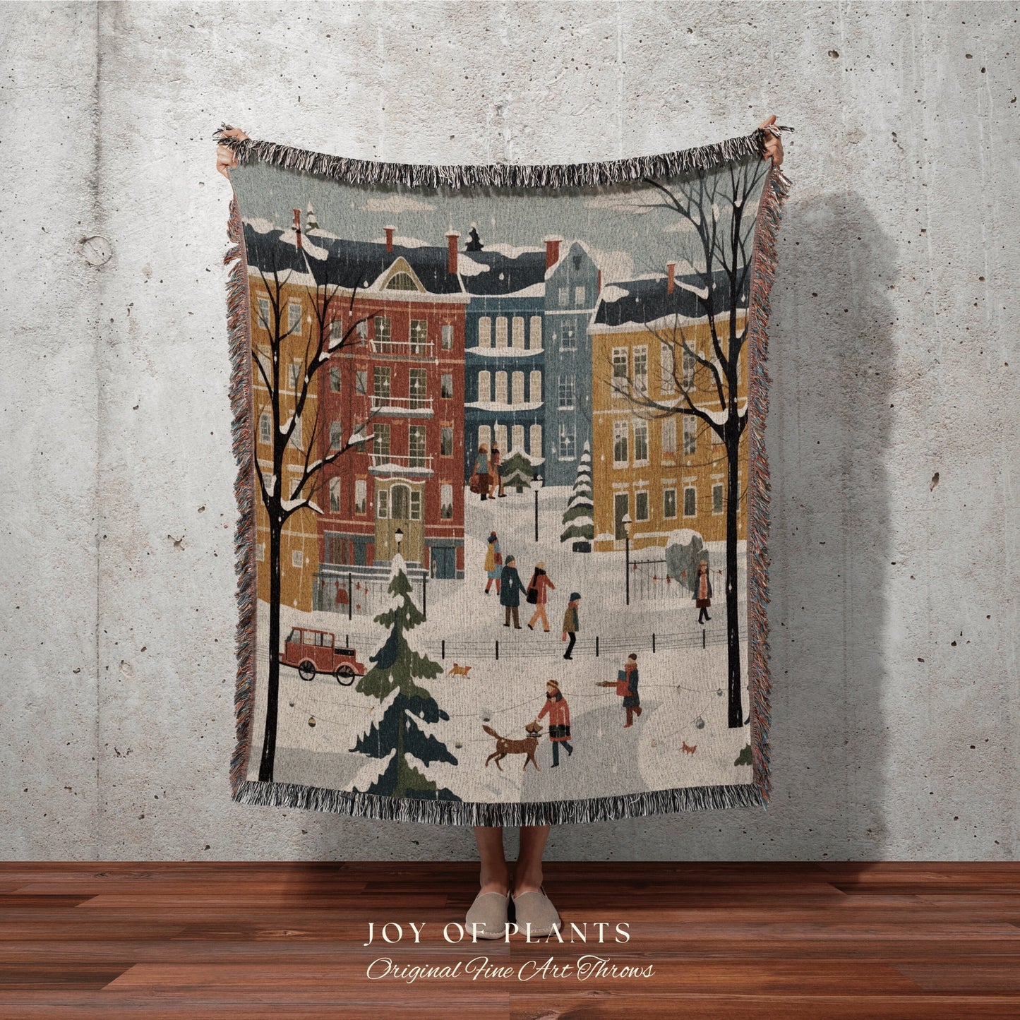 Scandinavian Christmas Blanket | Cozy Christmas Blanket Woven Tapestry Scandinavian Folk Art Pastel Danish Decor Winter Home Decor Vintage |