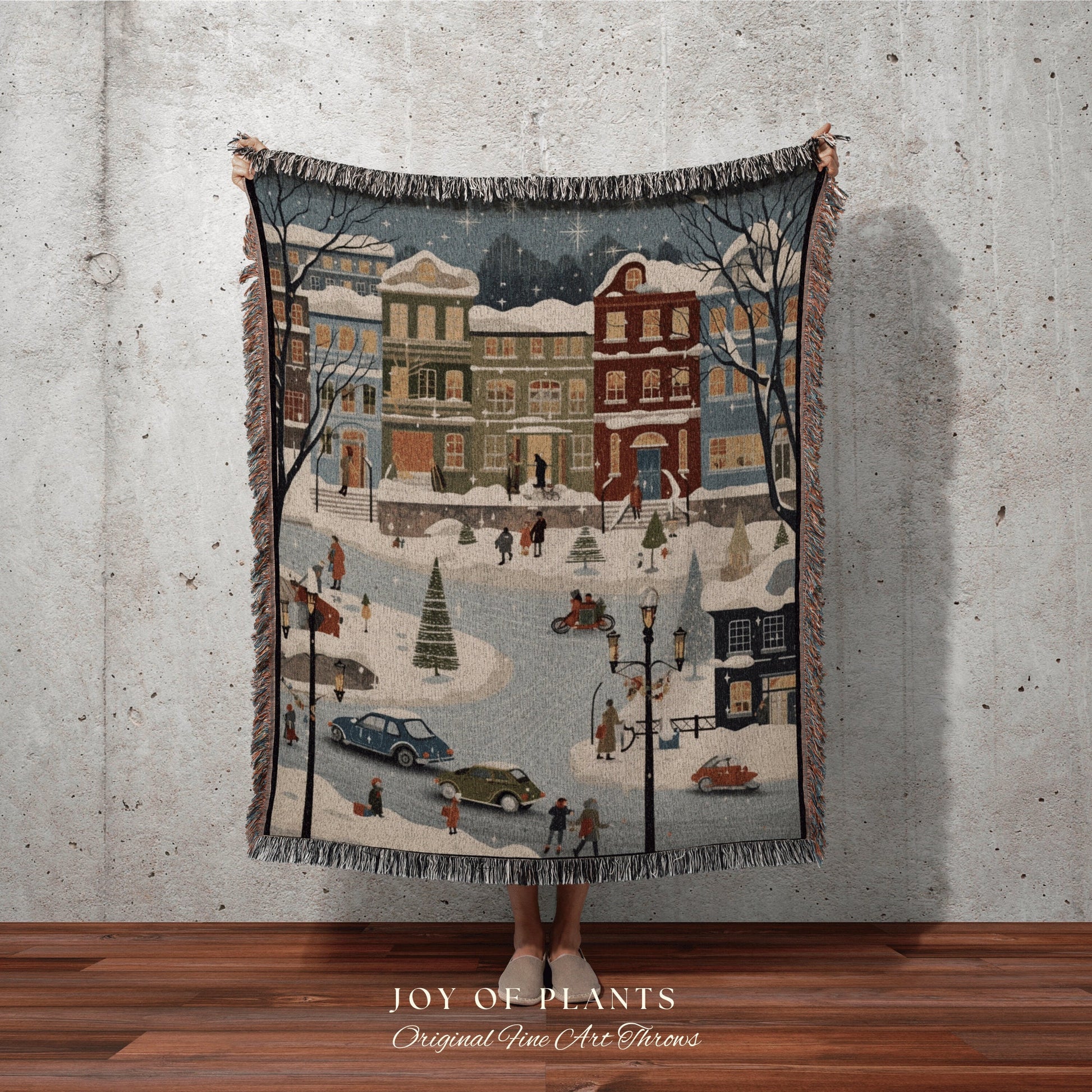 Rustic Christmas Vintage Blanket | Cozy Christmas Blanket Woven Tapestry Scandinavian Folk Art Pastel Danish Decor Winter Home Decor Winter