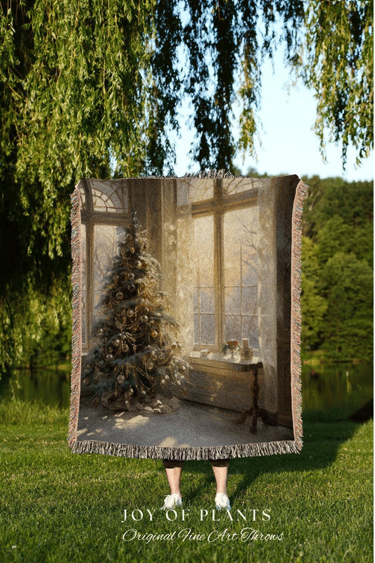 Oh Christmas Tree Tapestry Woven | Vintage Christmas Tree Blanket Woven Tapestry Winter Holiday Decor Snowy Landscape Vintage Home Decor |