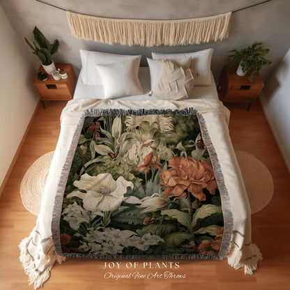 Fairycore Woodland Decor Blanket | Jungle Tapestry Blanket Botanical Fairy Grunge Room Decor Fairycore Floral Cottagecore Blanket Botanical