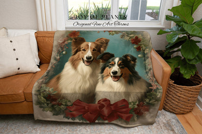 Vintage Collie Dog Blanket | Collie Dad Gift Blanket Dog Mom Cute Gift Funny Tapestry Family Christmas Dog Portrait Blanket Collie Painting