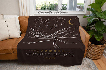 Star Sign Custom Couples Blanket | Landscape Wall Art Celestial Aesthetic Zodiac Sign Couples Custom Constellation Gift Personalized Stars |