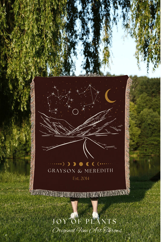 Star Sign Custom Couples Blanket | Landscape Wall Art Celestial Aesthetic Zodiac Sign Couples Custom Constellation Gift Personalized Stars |