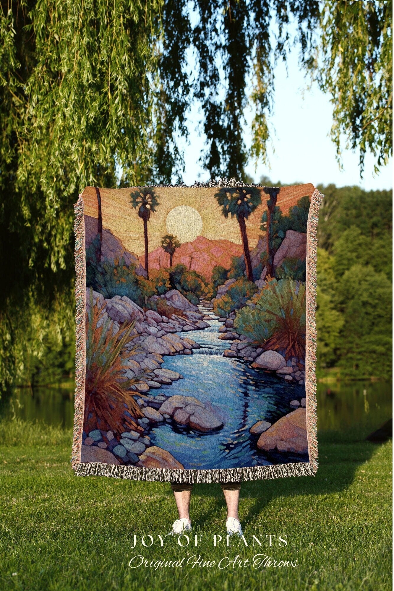 Landscape Wall Art Woven Tapestry | Nature Woven Blanket Desert Aesthetic Blanket Woven Tapestry Landscape Tapestry Whimsical Room Decor Art