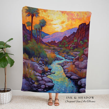 Mystic Landscape Blanket | Nature Woven Blanket Desert Aesthetic Blanket Woven Tapestry Southwest Landscape Tapestry Whimsical Room Decor |