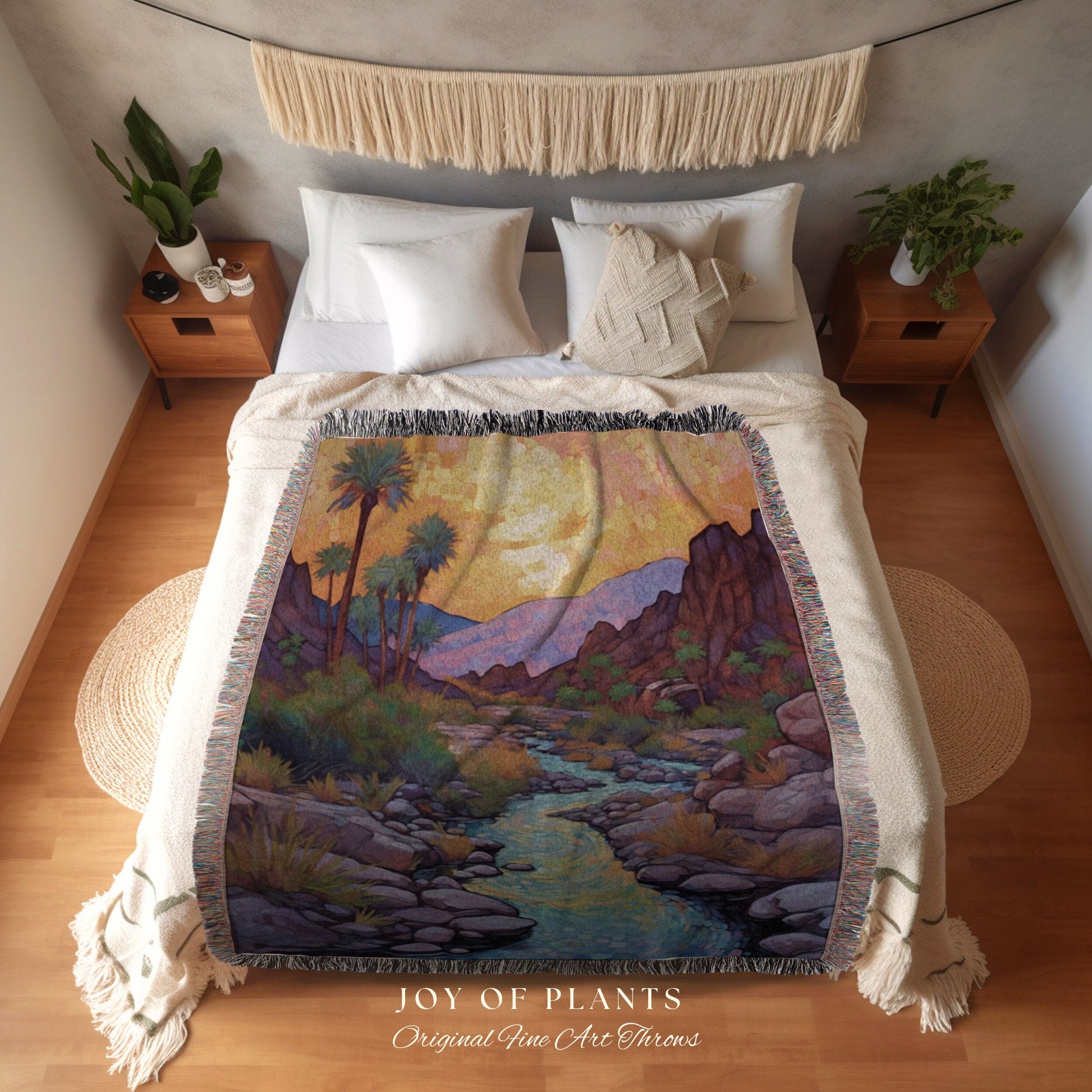 Mystic Landscape Blanket | Nature Woven Blanket Desert Aesthetic Blanket Woven Tapestry Southwest Landscape Tapestry Whimsical Room Decor |