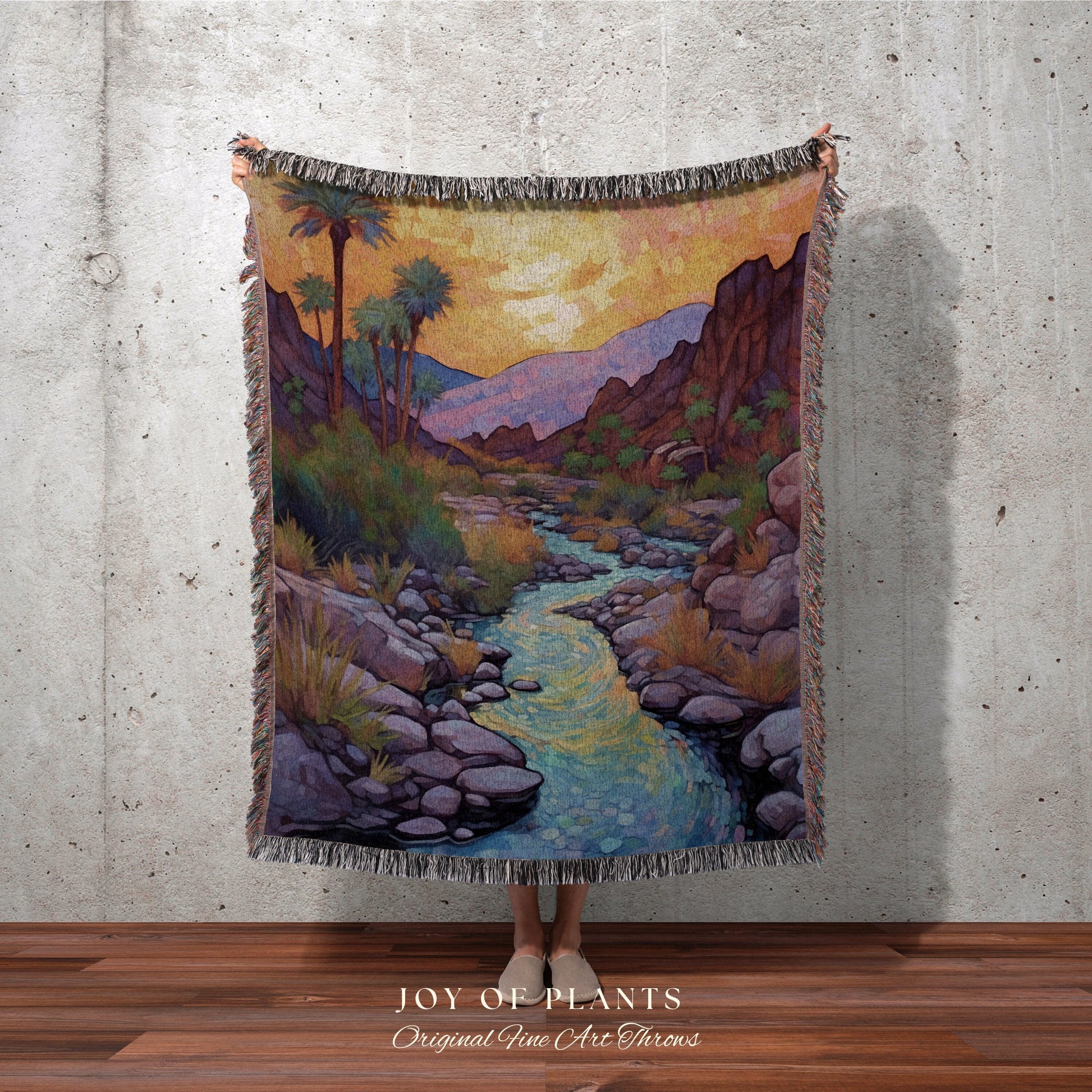 Mystic Landscape Blanket | Nature Woven Blanket Desert Aesthetic Blanket Woven Tapestry Southwest Landscape Tapestry Whimsical Room Decor |