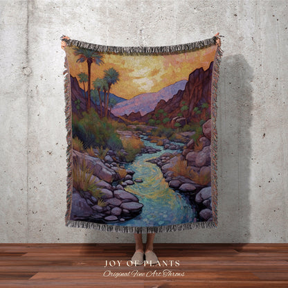 Mystic Landscape Blanket | Nature Woven Blanket Desert Aesthetic Blanket Woven Tapestry Southwest Landscape Tapestry Whimsical Room Decor |