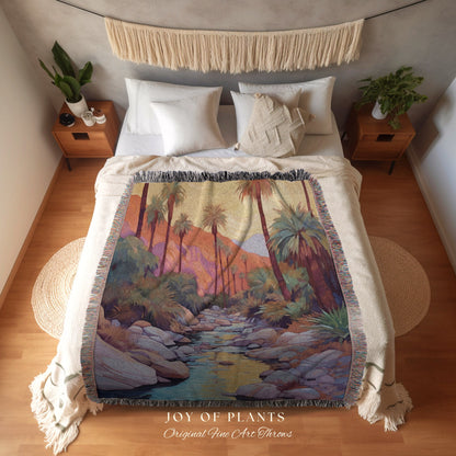 Outdoors Blanket Desert Tapestry | Nature Woven Blanket Desert Aesthetic Blanket Woven Tapestry Southwest Landscape Tapestry Whimsical Room