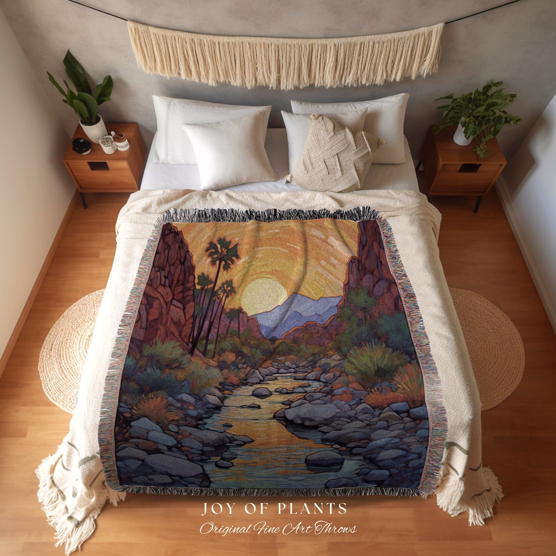 Desert Aesthetic Tapestry | Warm Colors Decor Housewarming Gift Blanket Desert Aesthetic Blanket Woven Tapestry Southwest Landscape Tapestry