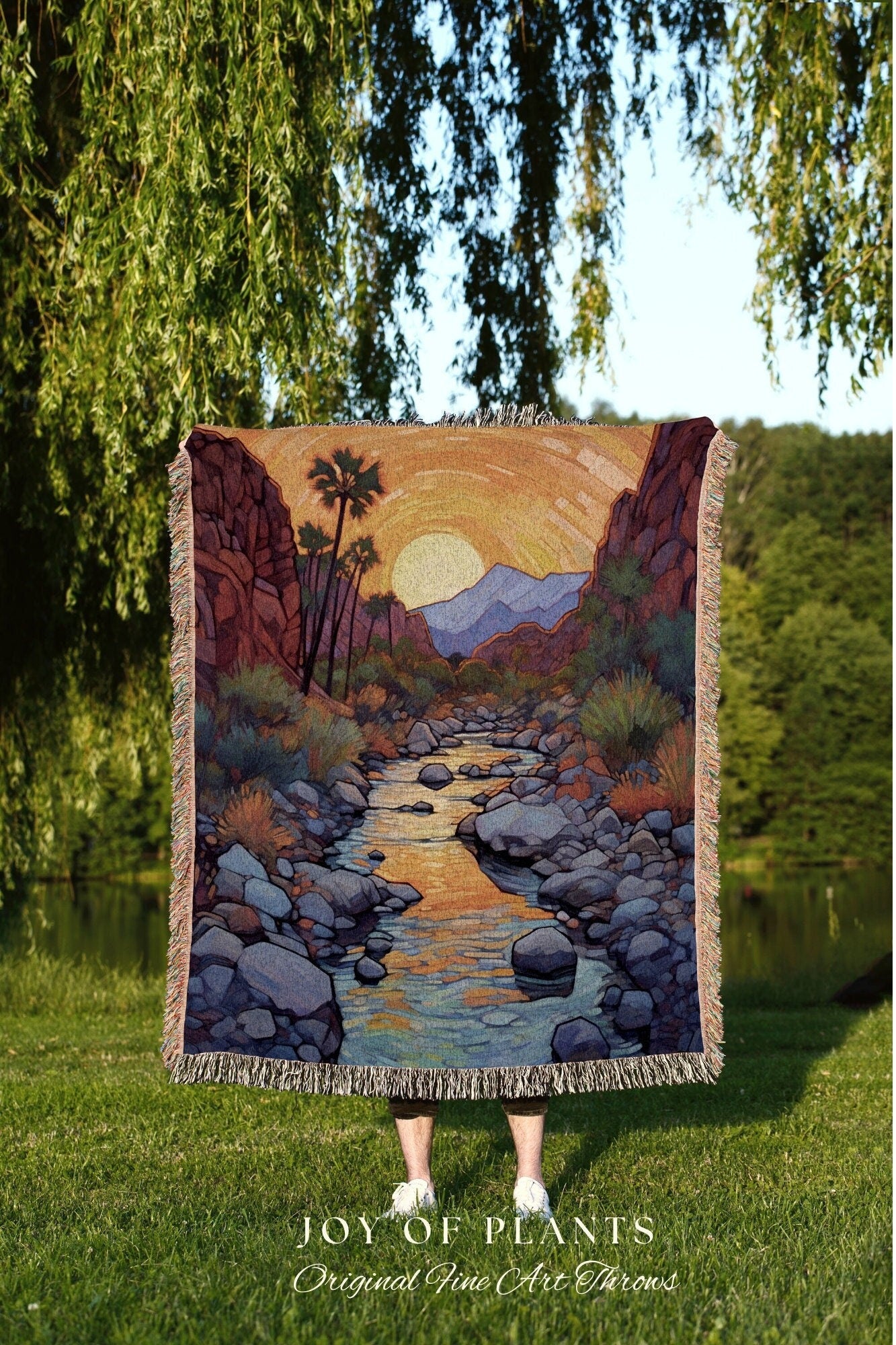 Desert Aesthetic Tapestry | Warm Colors Decor Housewarming Gift Blanket Desert Aesthetic Blanket Woven Tapestry Southwest Landscape Tapestry