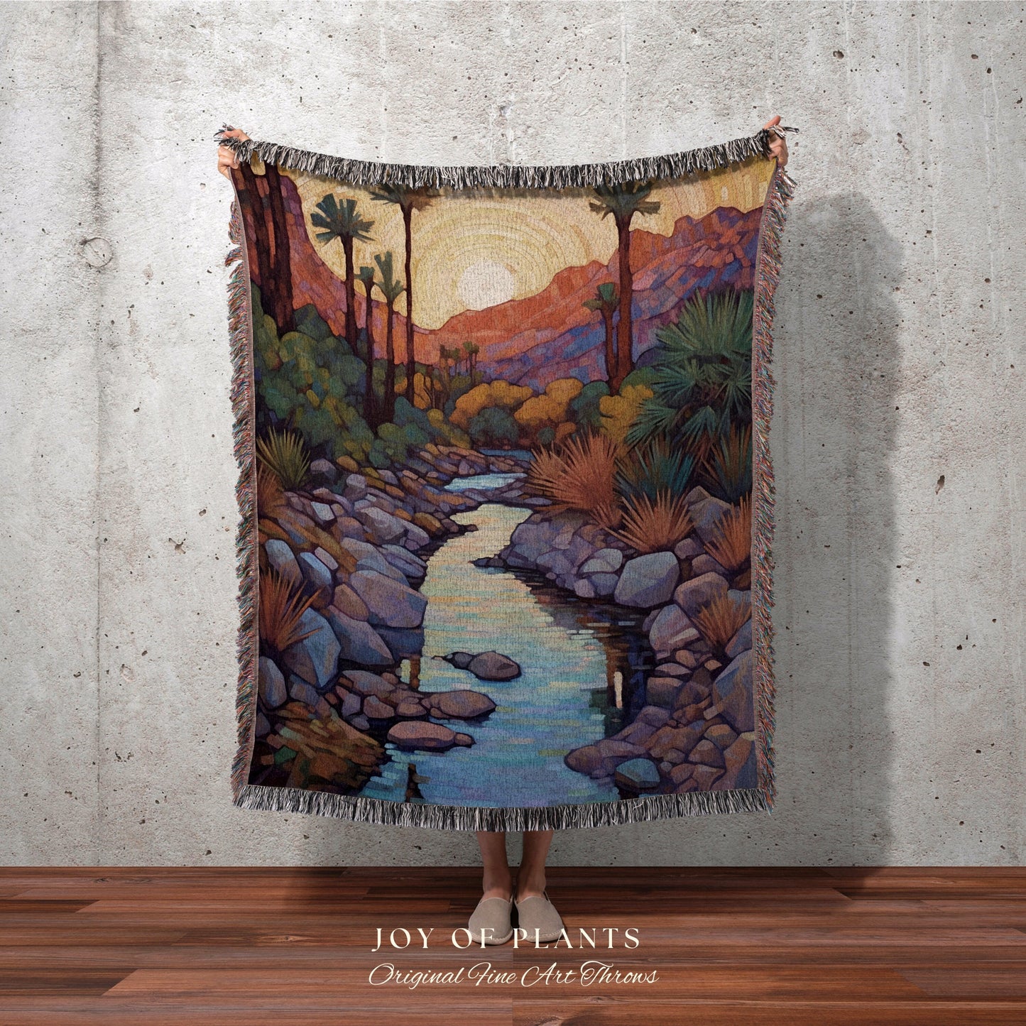 Eclectic Tapestry Woven Blanket | Warm Colors Decor Housewarming Gift Blanket Desert Aesthetic Blanket Woven Tapestry Southwest Landscape |