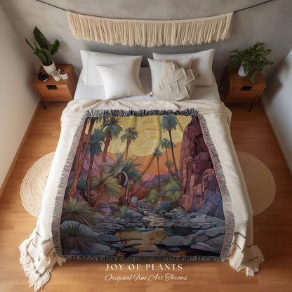 Warm Colors Desert Tapestry | Whimsical Home Decor Housewarming Gift Blanket Desert Aesthetic Blanket Woven Tapestry Southwest Landscape |