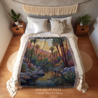 Mountain Landscape Tapestry | Whimsical Home Decor Housewarming Gift Blanket Cactus Aesthetic Blanket Woven Tapestry Southwest Landscape |