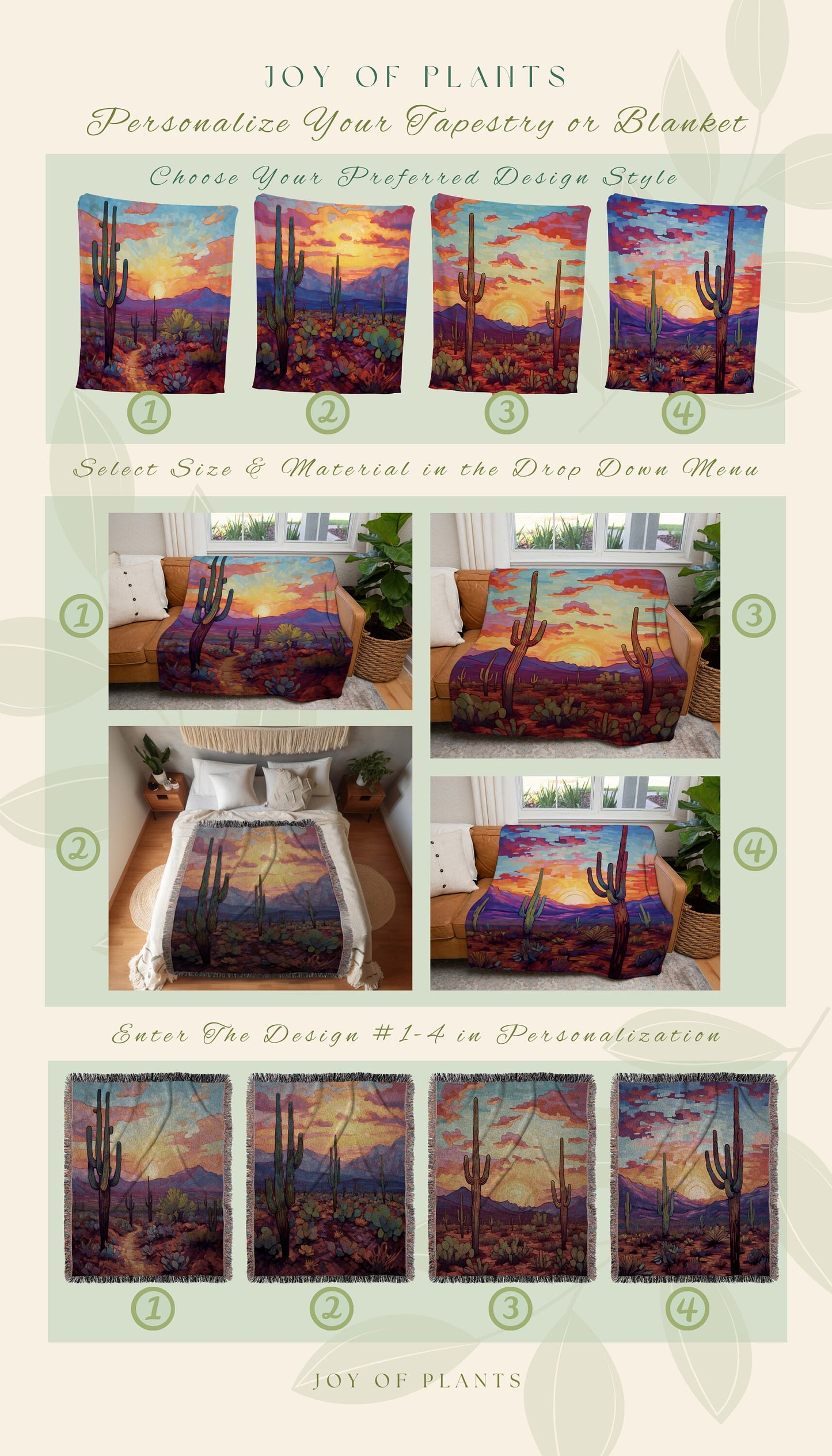 Mystic Landscape Desert Blanket | Whimsical Home Decor Housewarming Gift Blanket Cactus Aesthetic Blanket Woven Tapestry Southwest Landscape