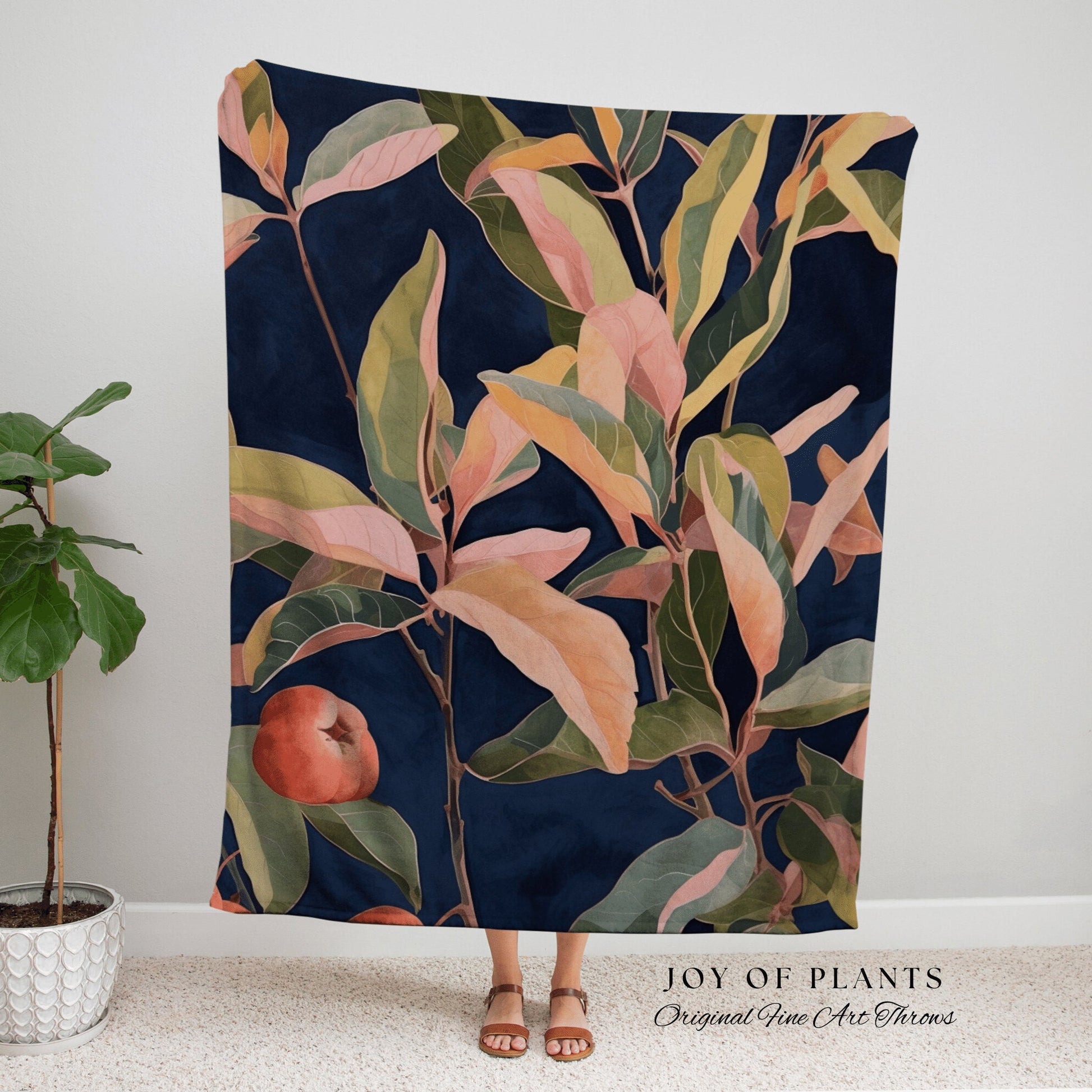 Dark Earth Tones Throw Blanket | Ficus Houseplant Blanket Tapestry Botanical Minimalist Room Decor Fairycore Floral Plant Lover Blanket Boho