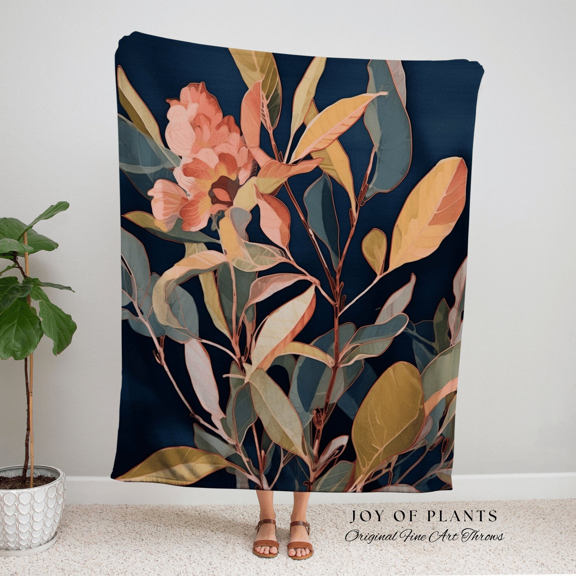 Retro Pastel Plant Tapestry | Ficus Houseplant Blanket Tapestry Botanical Minimalist Room Decor Fairycore Floral Plant Lover Vintage Blanket